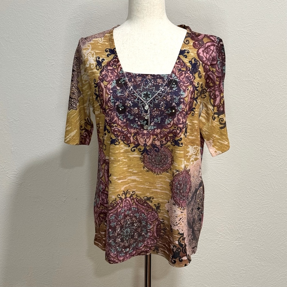 Appropriate Behavior Embellished Multicolor Women's Top Size L